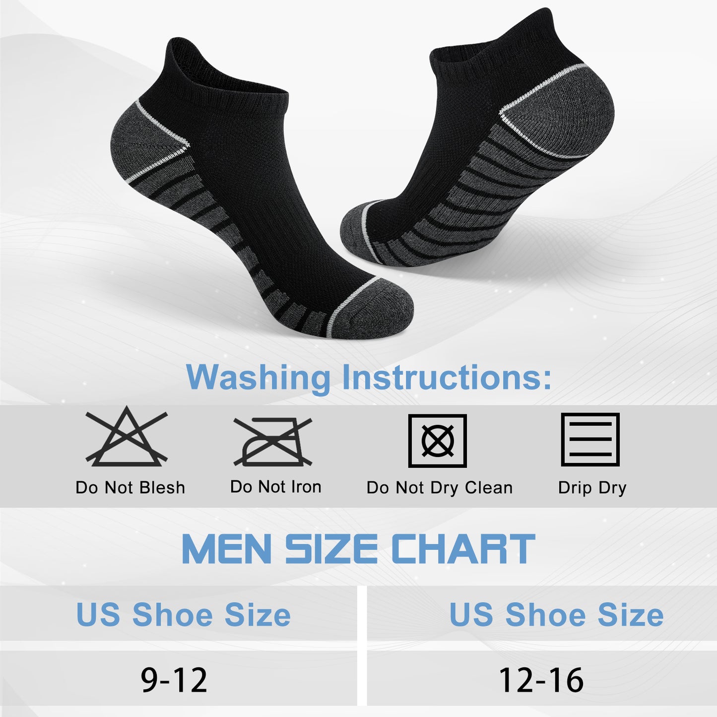 KOITHOT 12 Pairs Mens Ankle Socks, Socks for Men Low Cut Breathable Cushion Black and Gray
