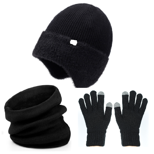 KOITHOT Winter Beanie Hat with Earflap Scarf Touchscreen Gloves Set for Men Women Warm Outdoor