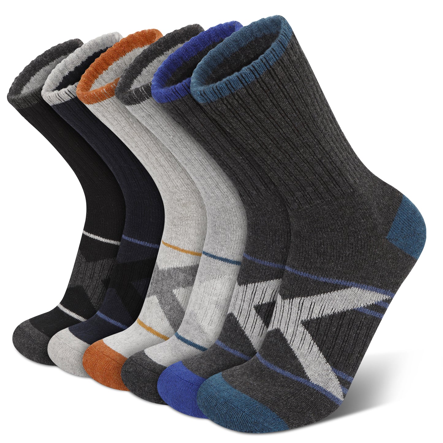 KOITHOT 6 Pairs Men Wool Socks Warm Winter Soft Cozy Socks for Men