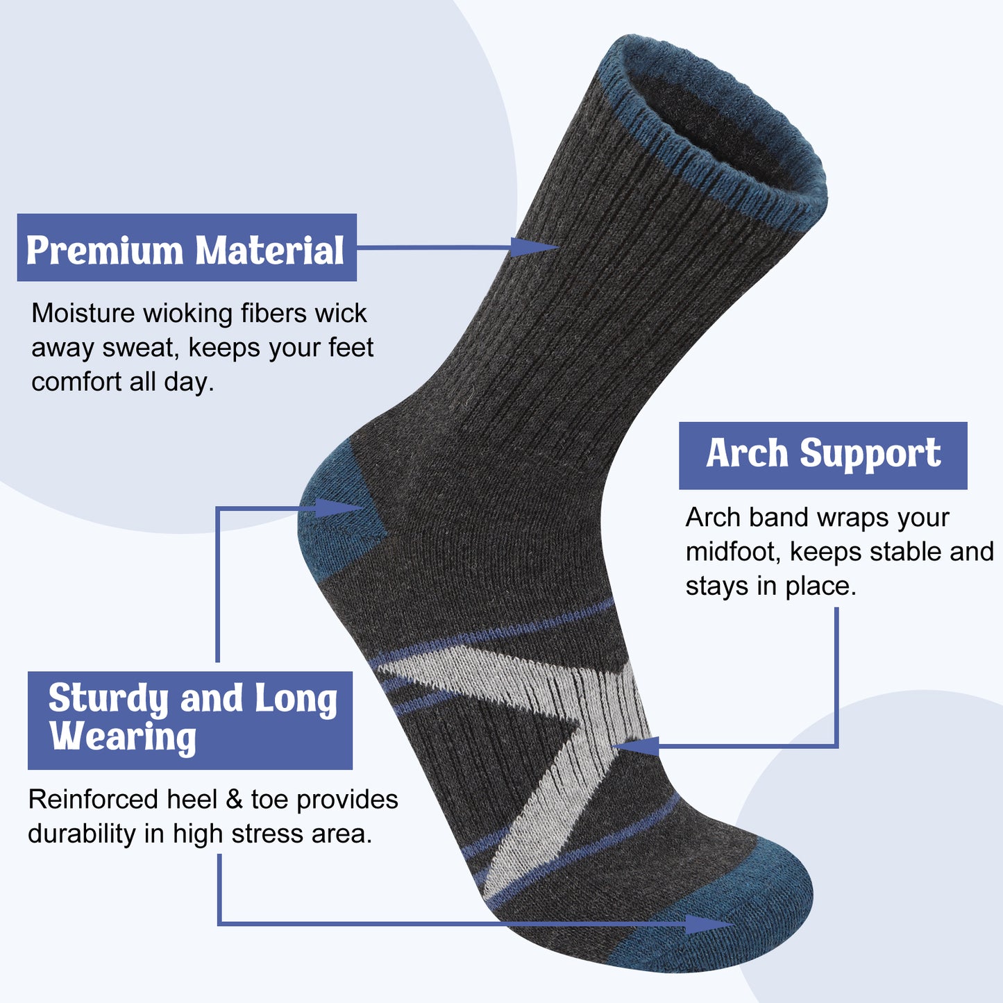 KOITHOT 6 Pairs Men Wool Socks Warm Winter Soft Cozy Socks for Men