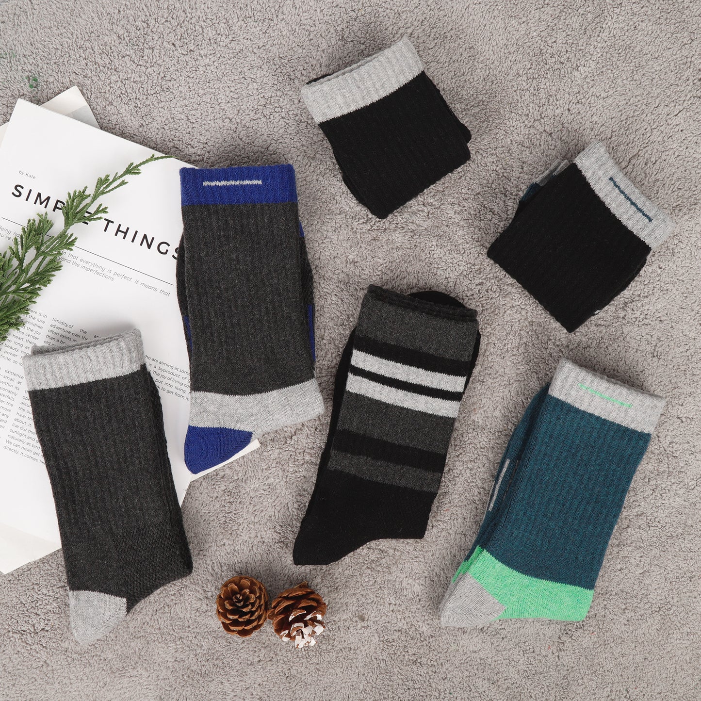 KOITHOT 6 Pairs Men Wool Socks Warm Winter Soft Cozy Socks for Men