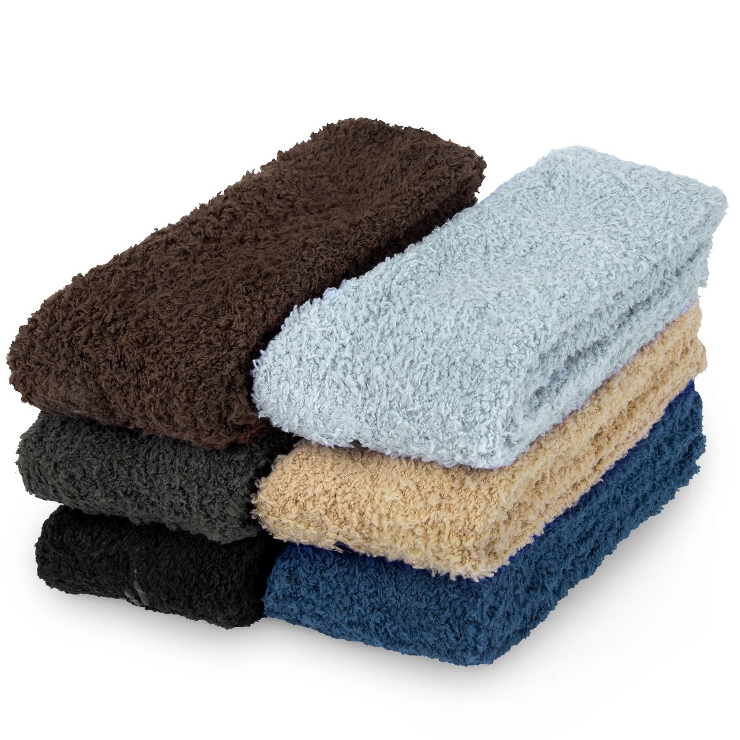 KOITHOT 6 Pack Men Fuzzy Socks Warm Winter Soft Fluffy Cozy Slipper Fleece Socks for Men