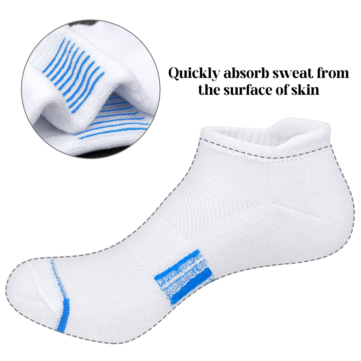 KOITHOT 12 Pairs Men Ankle Socks, Cushioned Athletic Breathable Low Cut Socks for Men