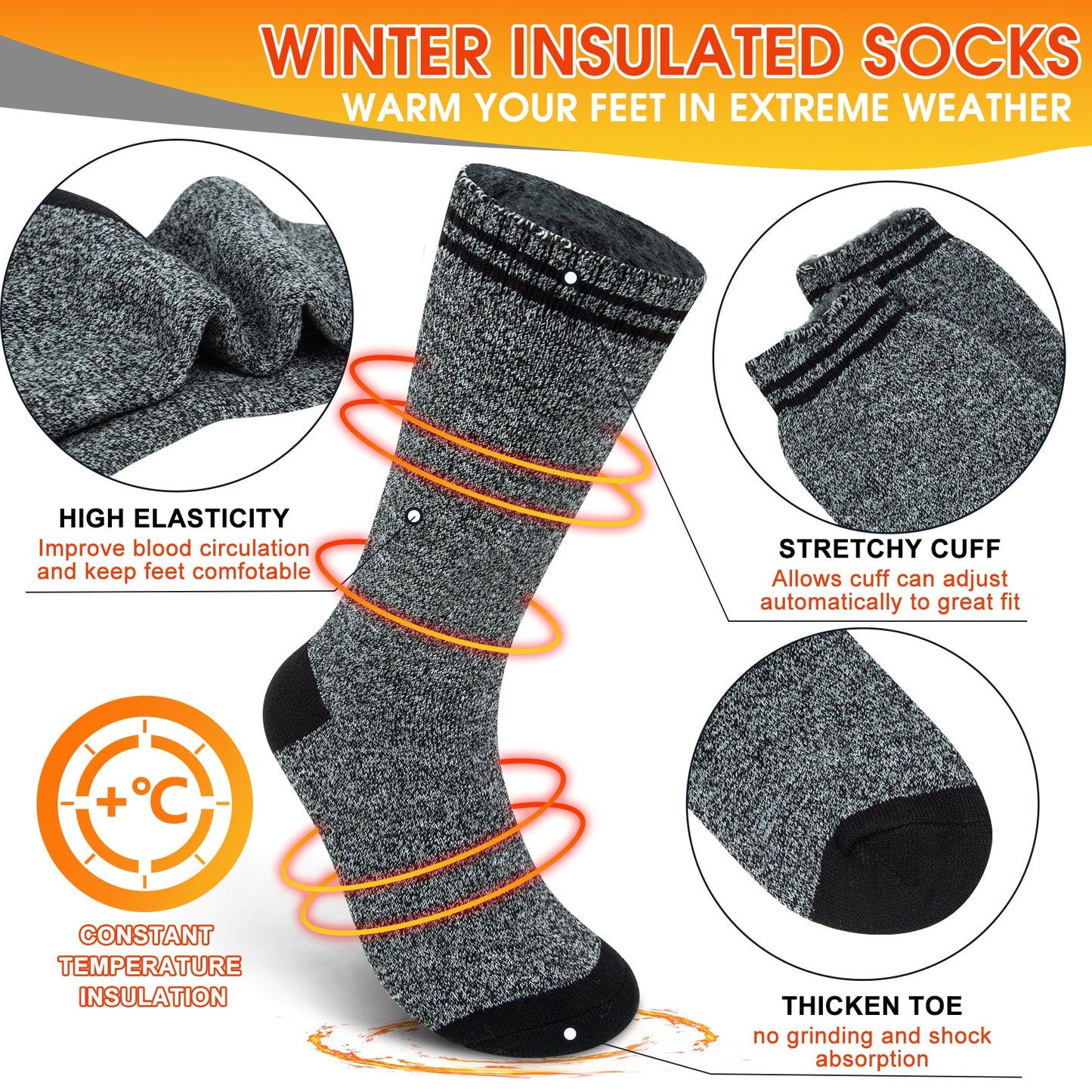 KOITHOT 3 Pack Thermal Socks for Men & Women, Thick Warm Winter Socks for Cold Weather