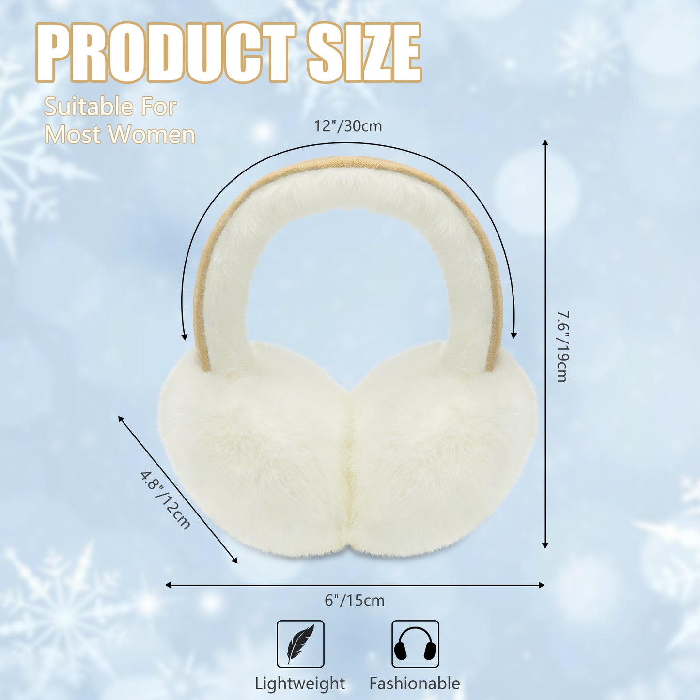 KOITHOT 2 Pcs Ear Muffs for Women, Foldable Fluffy Earmuffs with Headband, Multicolor Winter Outdoor Earmuffs