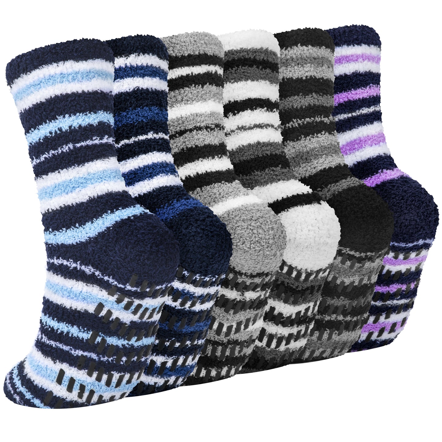 KOITHOT 6 Pack Men Fuzzy Socks Warm Winter Soft Fluffy Cozy Slipper Fleece Socks for Men