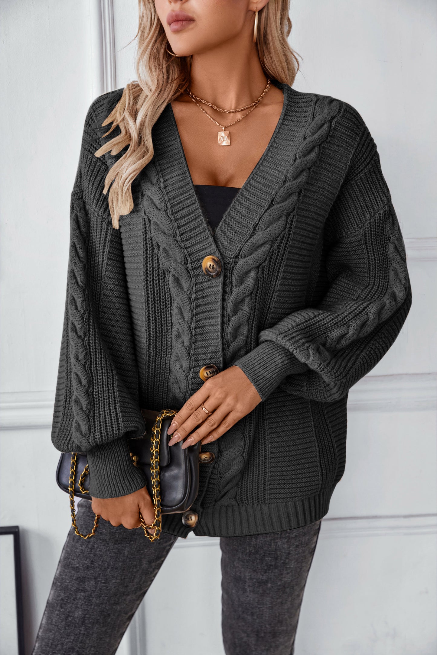 Chalesta Womens Cardigan Sweater Button-Down Long Sleeve Oversized Knit Cardigans