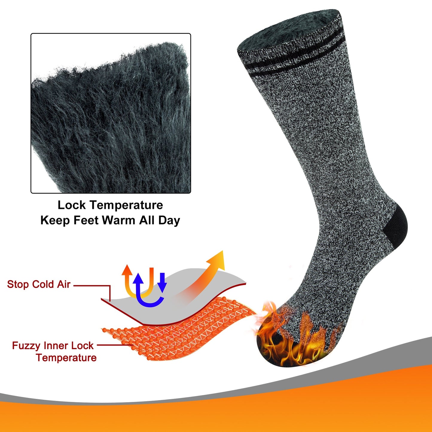 KOITHOT 3 Pack Thermal Socks for Men & Women, Thick Warm Winter Socks for Cold Weather