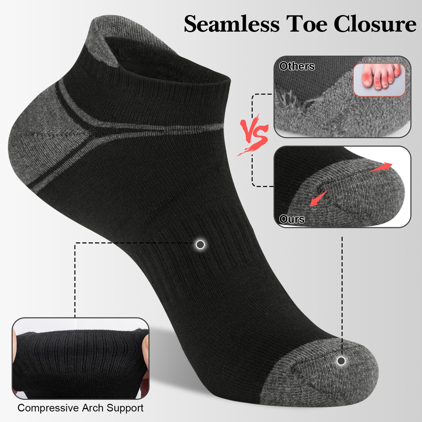 KOITHOT 24 Pairs Men Ankle Socks, Low Cut Comfortable Lightweight Running Socks for Men Size 6-9