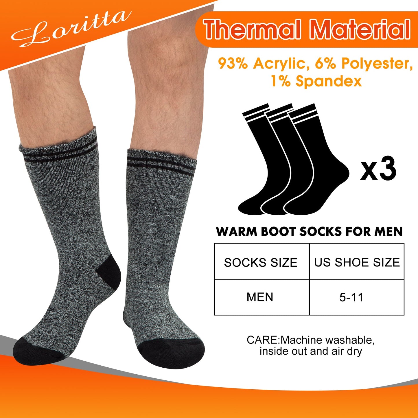 KOITHOT 3 Pack Thermal Socks for Men & Women, Thick Warm Winter Socks for Cold Weather
