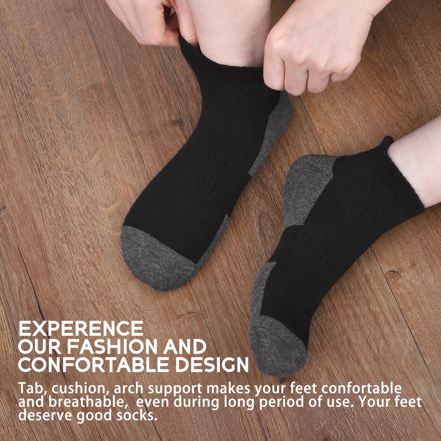 KOITHOT 6 Pairs Mens Ankle Socks Black Athletic Running Cushioned Men's Breathable Low Cut Socks