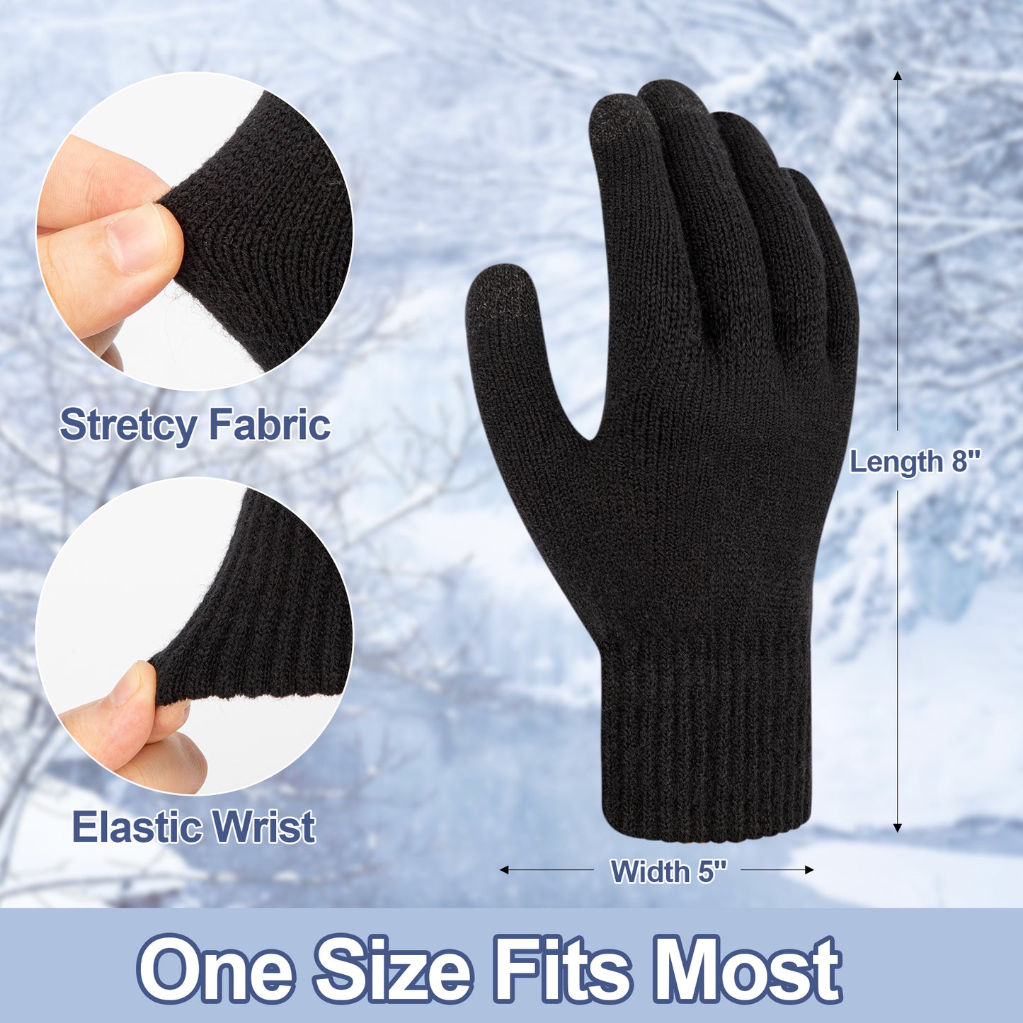KOITHOT 10 Pairs Winter Gloves for Men Women, Upgraded Touch Screen Fashion Knit Warm Winter Gloves