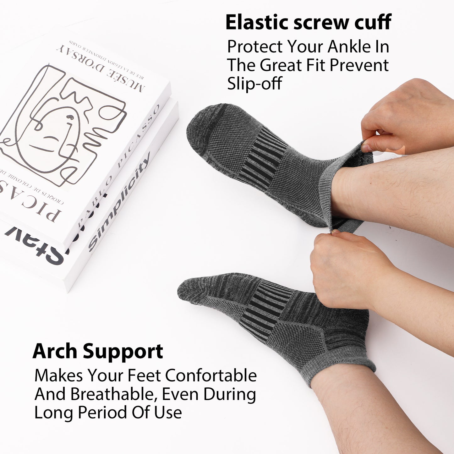 KOITHOT 12 Pair Men Ankle Cushioned Breathable Low Cut Athletic Running Running Socks for Men Size 6-9