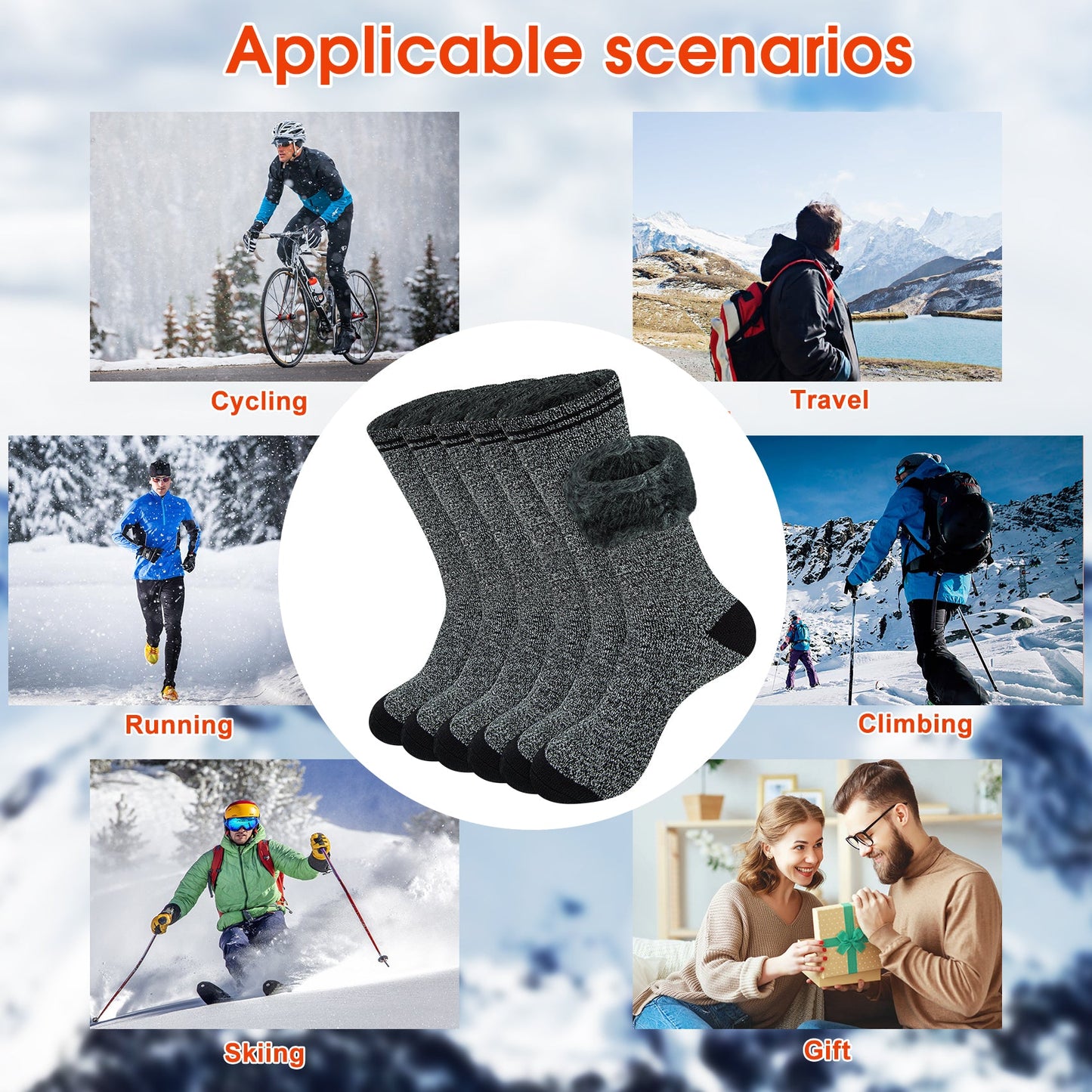KOITHOT 3 Pack Thermal Socks for Men & Women, Thick Warm Winter Socks for Cold Weather