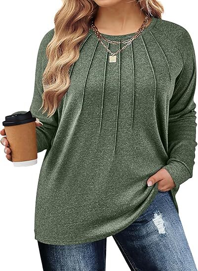 KOITHOT Womens Plus Size Shirts Long Sleeve Dressy Tops Casual Fashion Fall Blouses