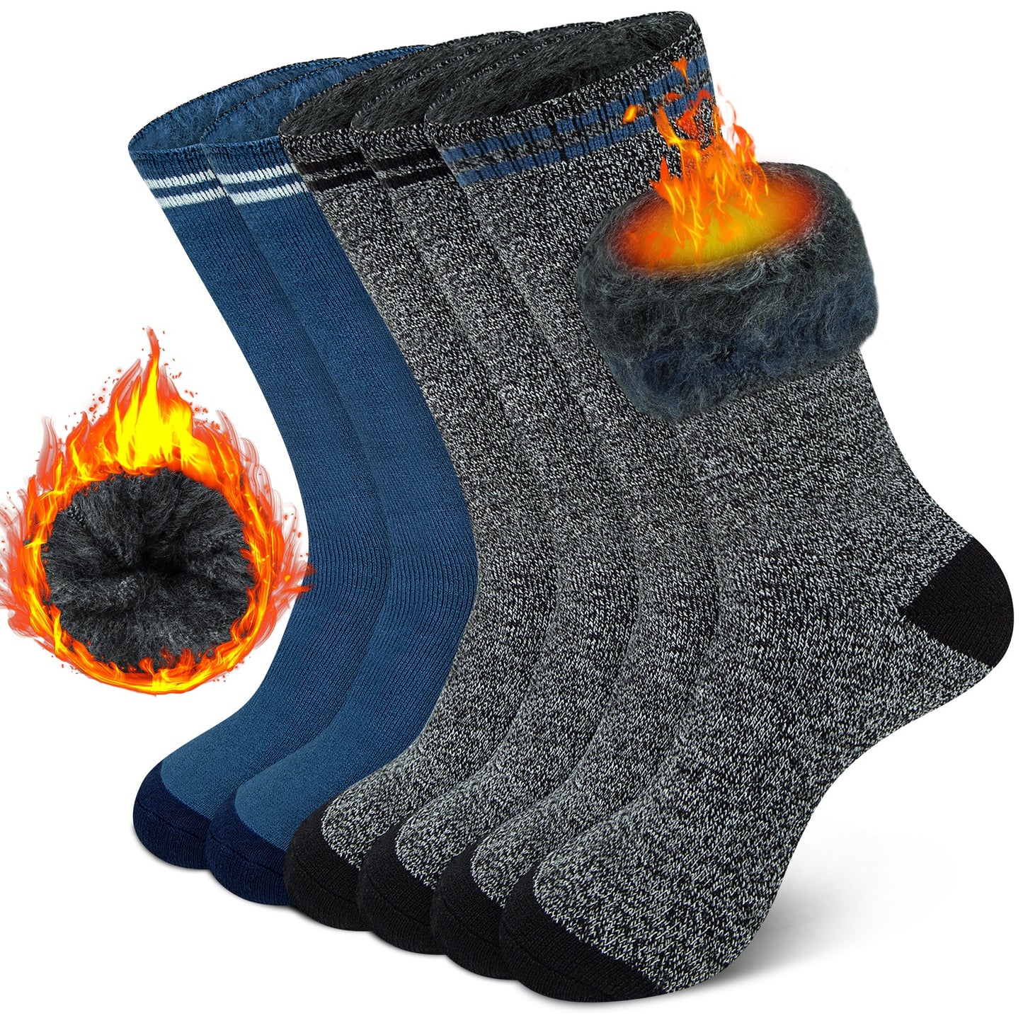KOITHOT 3 Pack Thermal Socks for Men & Women, Thick Warm Winter Socks for Cold Weather