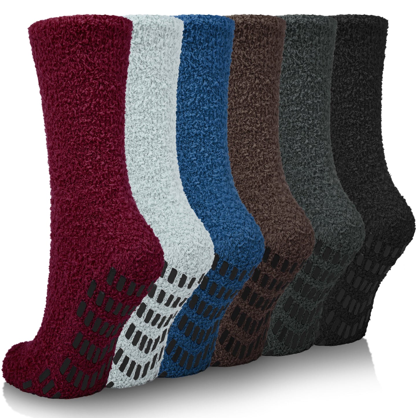 KOITHOT 6 Pack Men Fuzzy Socks Warm Winter Soft Fluffy Cozy Slipper Fleece Socks for Men