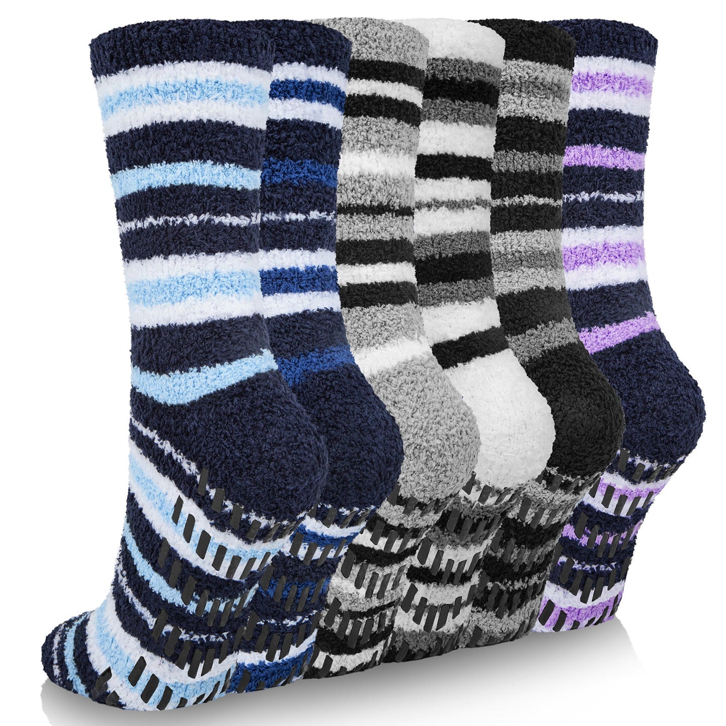 KOITHOT 6 Pack Men Fuzzy Socks Warm Winter Soft Fluffy Cozy Slipper Fleece Socks for Men