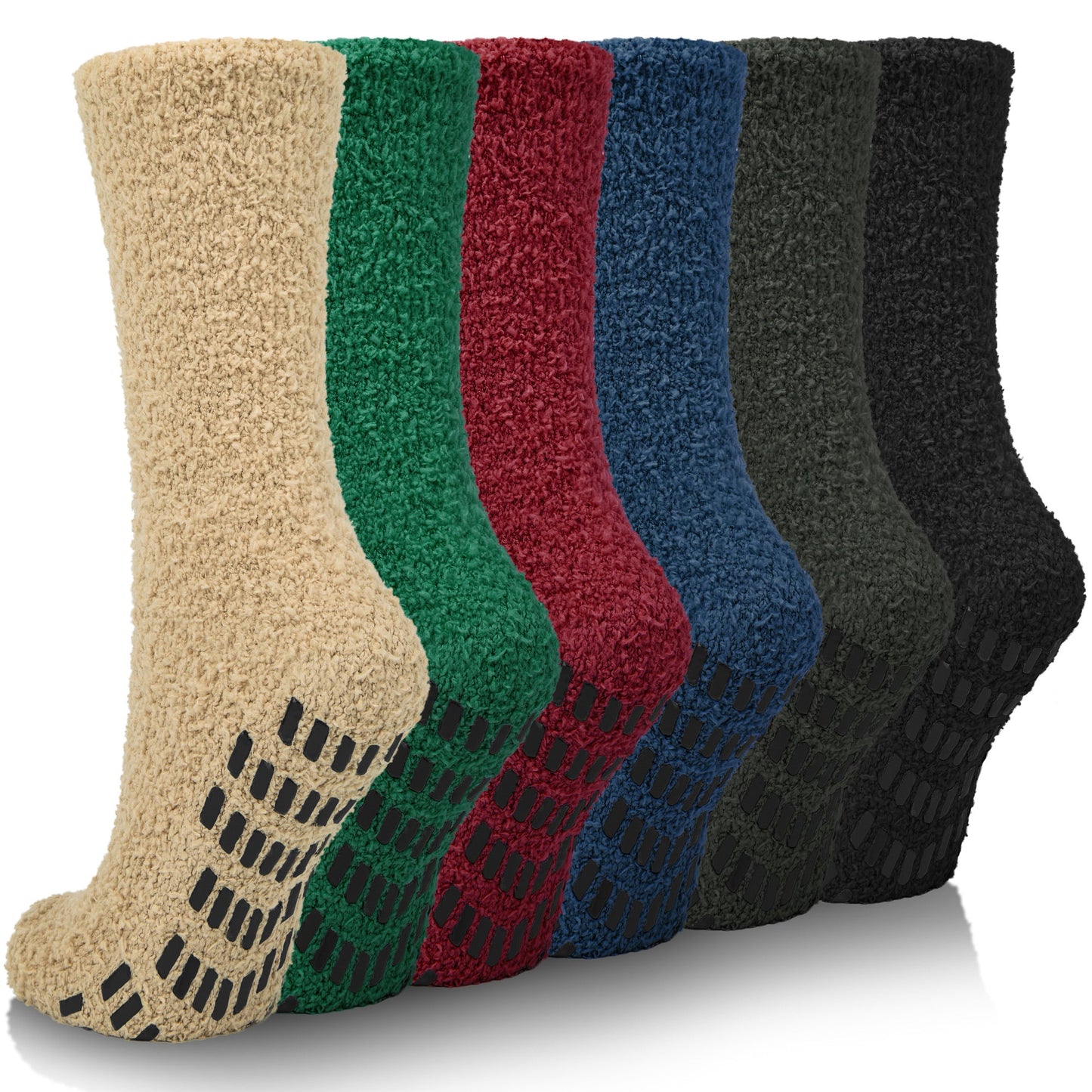 KOITHOT 6 Pack Men Fuzzy Socks Warm Winter Soft Fluffy Cozy Slipper Fleece Socks for Men