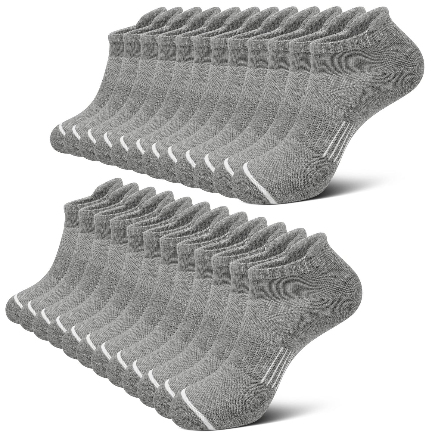 KOITHOT 12 Pairs Men Ankle Socks, Cushioned Athletic Breathable Low Cut Socks for Men