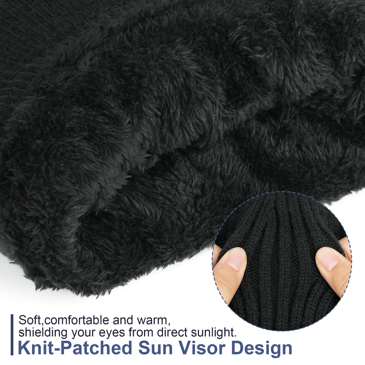 KOITHOT 3 Pcs Winter Beanie Hat with Brim and Ear Flaps Knitted Line Neck Warmer Touchscreen Gloves Set for Men Women Black