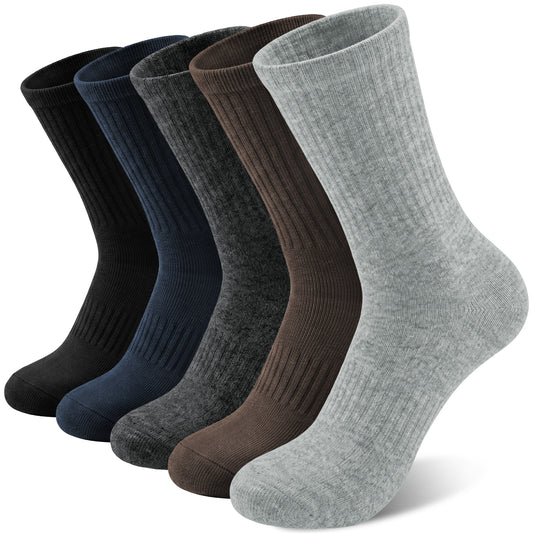 KOITHOT 5 Pairs Wool Socks for Men, Thick Soft Knit Vintage Boot Crew Socks