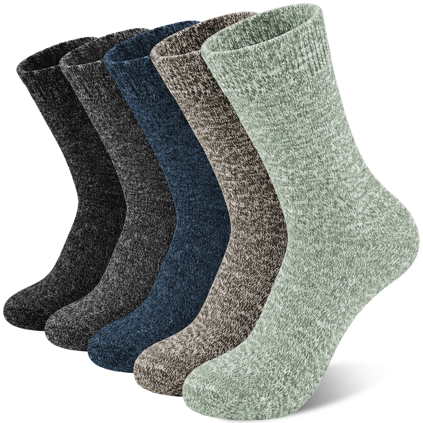 KOITHOT 5 Pairs Wool Socks for Men, Thick Soft Knit Vintage Boot Crew Socks