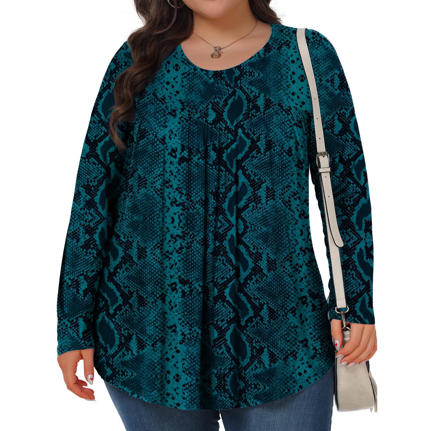 KOITHOT Womens Plus Size Tops Tunic Long Sleeve Crew Neck Shirts Casual Soft Blouse 1X-5X