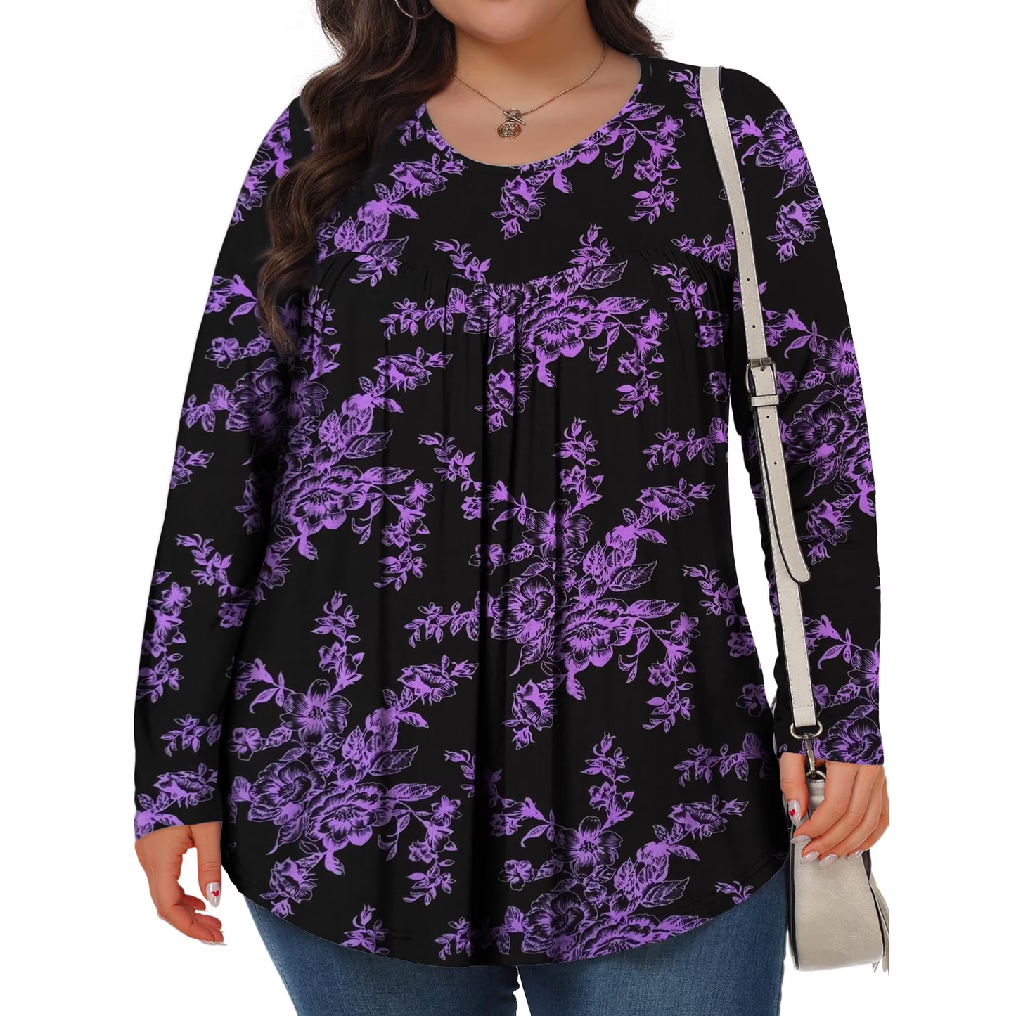 KOITHOT Womens Plus Size Tops Tunic Long Sleeve Crew Neck Shirts Casual Soft Blouse 1X-5X