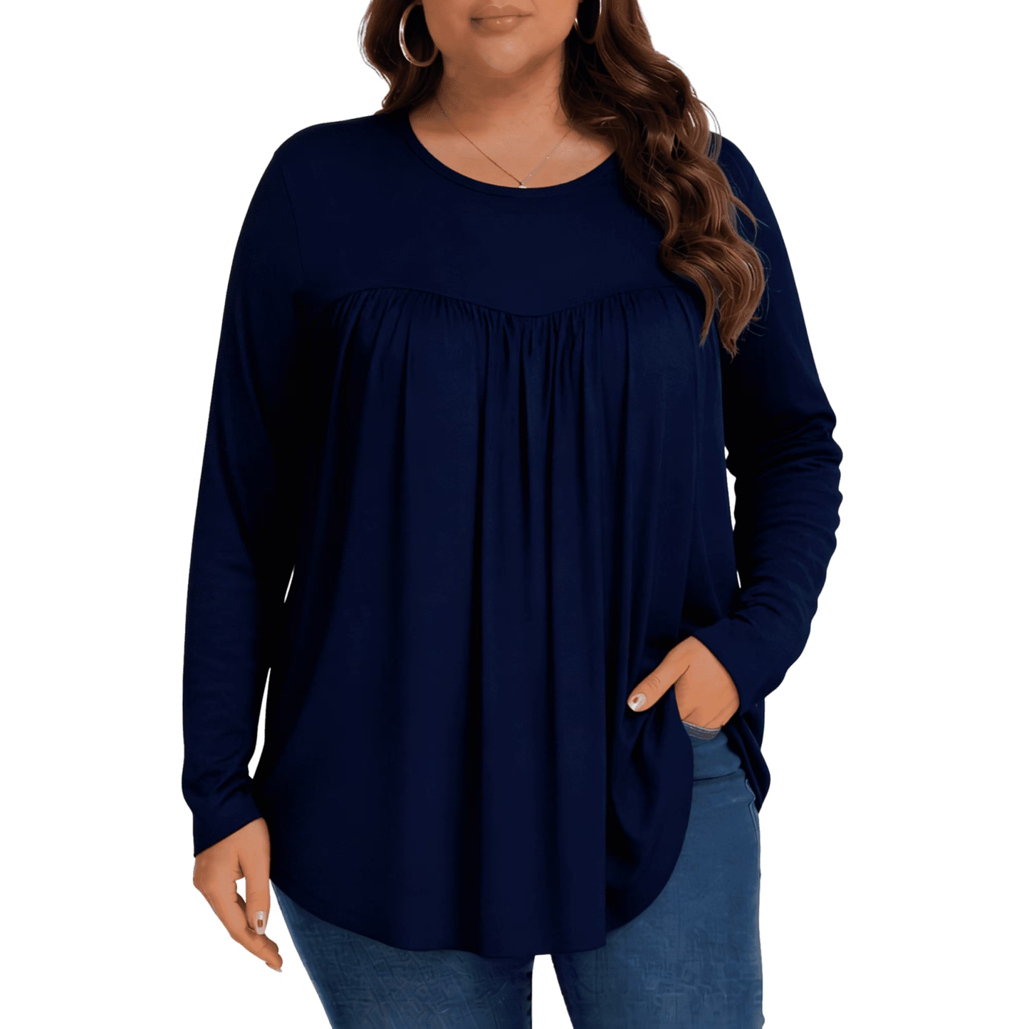 KOITHOT Womens Plus Size Tops Tunic Long Sleeve Crew Neck Shirts Casual Soft Blouse 1X-5X