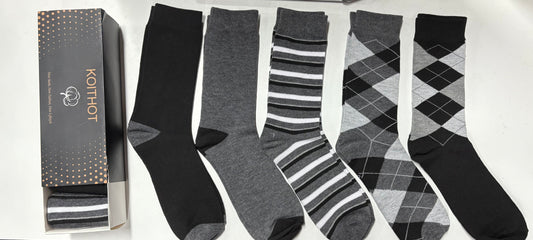 KOITHOT 5 Pairs Men Dress Socks, Breathable Classic Crew Scocks for Men Size 10-13