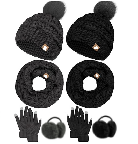 KOITHOT Winter Hat Scarf Earmuffs Gloves for Women, Beanie Knit Scarves Touchscreen Gloves Earmuffs Womens