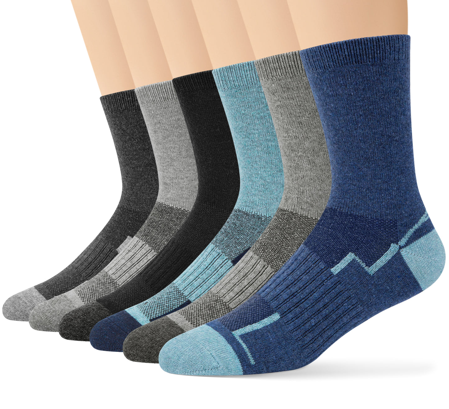 KOITHOT 6 Pairs Men Wool Socks Thermal Winter Warm Outdoor Work Boot Hiking Socks for Men & Women