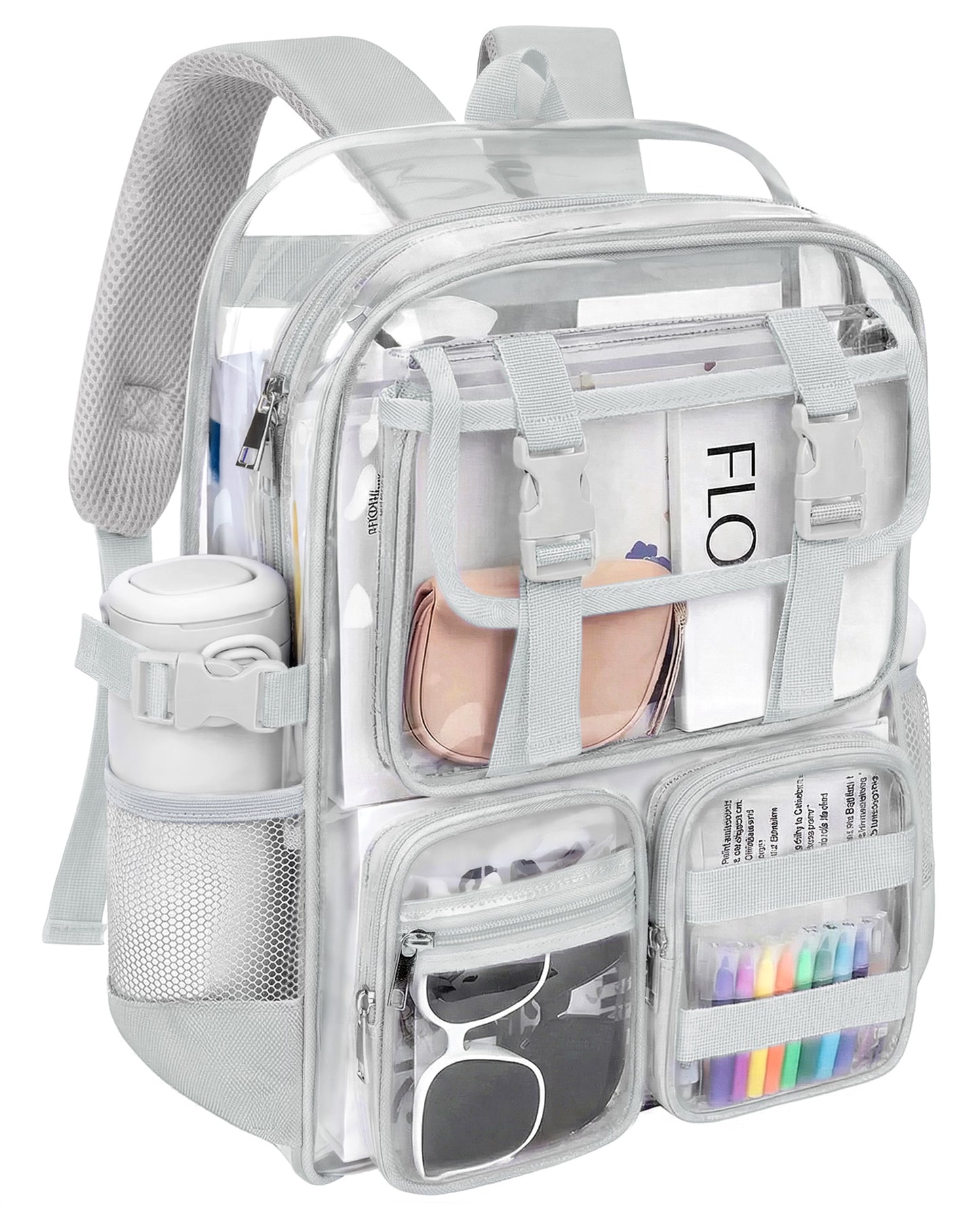 KOITHOT Clear Backpack Heavy Duty, Waterproof PVC Transparent Backpacks for Adults, Book Bag for School Travel