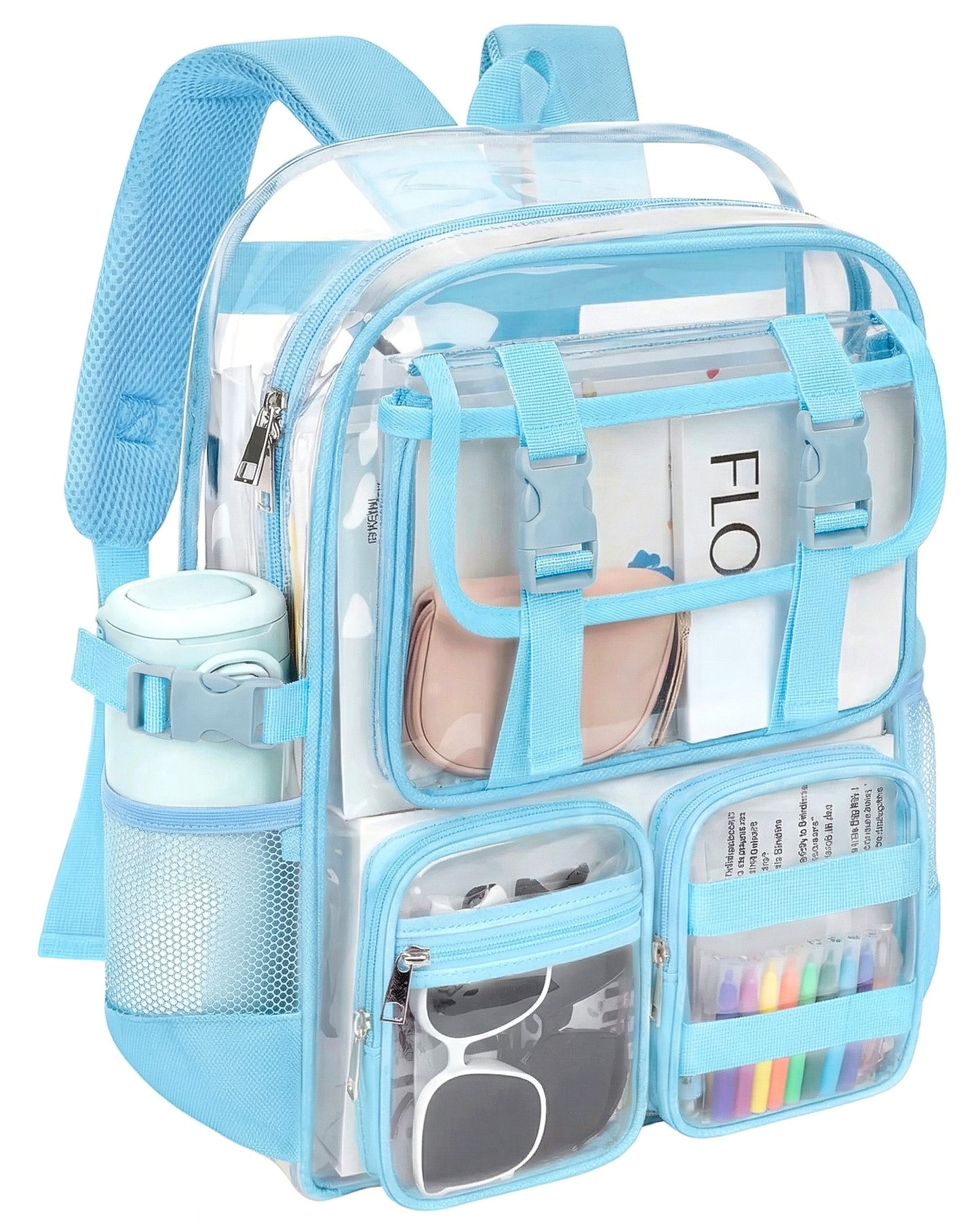 KOITHOT Clear Backpack Heavy Duty, Waterproof PVC Transparent Backpacks for Adults, Book Bag for School Travel