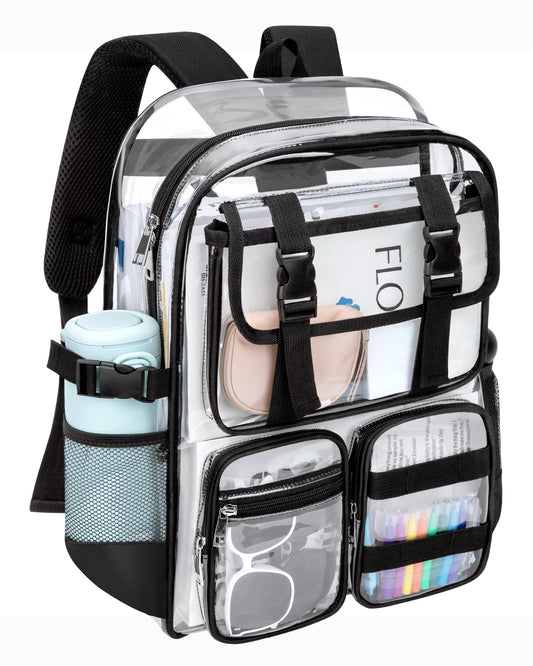 KOITHOT Clear Backpack Heavy Duty, Waterproof PVC Transparent Backpacks for Adults, Book Bag for School Travel