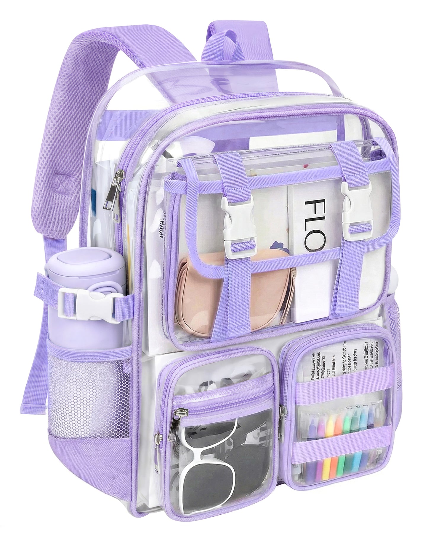 KOITHOT Clear Backpack Heavy Duty, Waterproof PVC Transparent Backpacks for Adults, Book Bag for School Travel