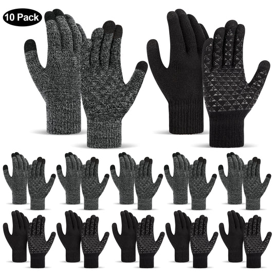 KOITHOT 10 Pairs Winter Gloves for Men Women, Upgraded Touch Screen Fashion Knit Warm Winter Gloves