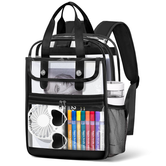 KOITHOT Clear Backpacks Large Heavy Duty PVC Waterproof Transparent Bookbag for School Adult Work