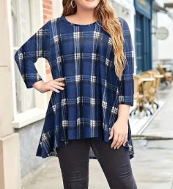 Chalesta Womens Long Sleeve Casual Loose Fit Swing Plus Size Tunic Tops Basic T Shirt