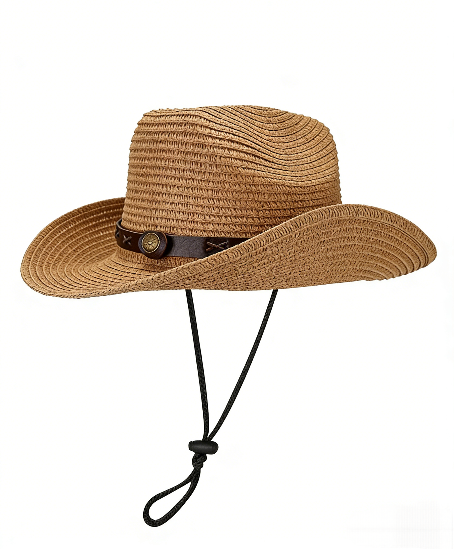 KOITHOT Straw Cowboy Hat for Women Foldable Western Cowgirl Sun Hats for Women with Adjustable Strap, Khaki