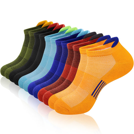 KOITHOT 12 Pairs Men Ankle Socks for Mens Black Cushioned Socks Athletic Running Size 6-9