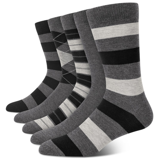 KOITHOT 5 Pack Dress Socks for Men Crew Socks Fashion Business Casual Cotton Mens Socks Size 10 13