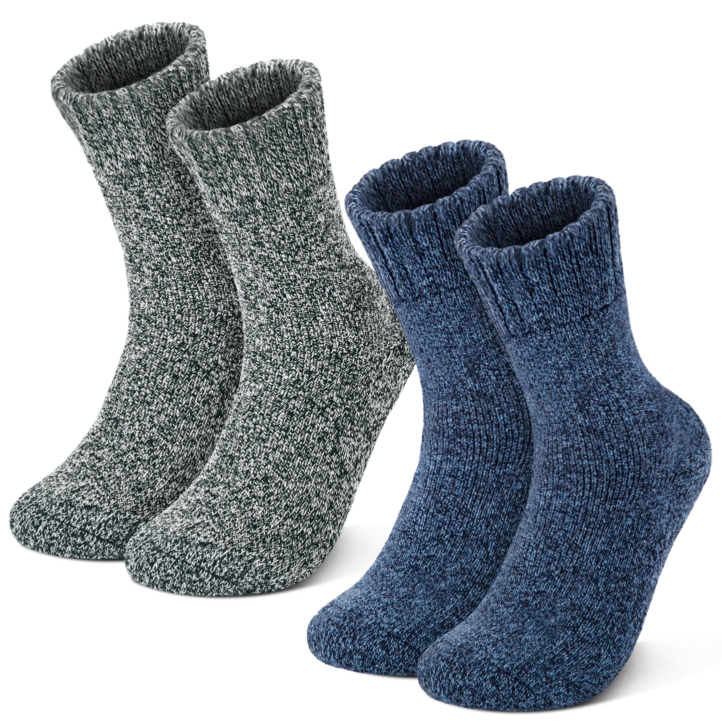 KOITHOT 2 Pairs Wool Socks Mens, Thick Warm Winter Socks, Soft Hiking Casual Work Socks for Men