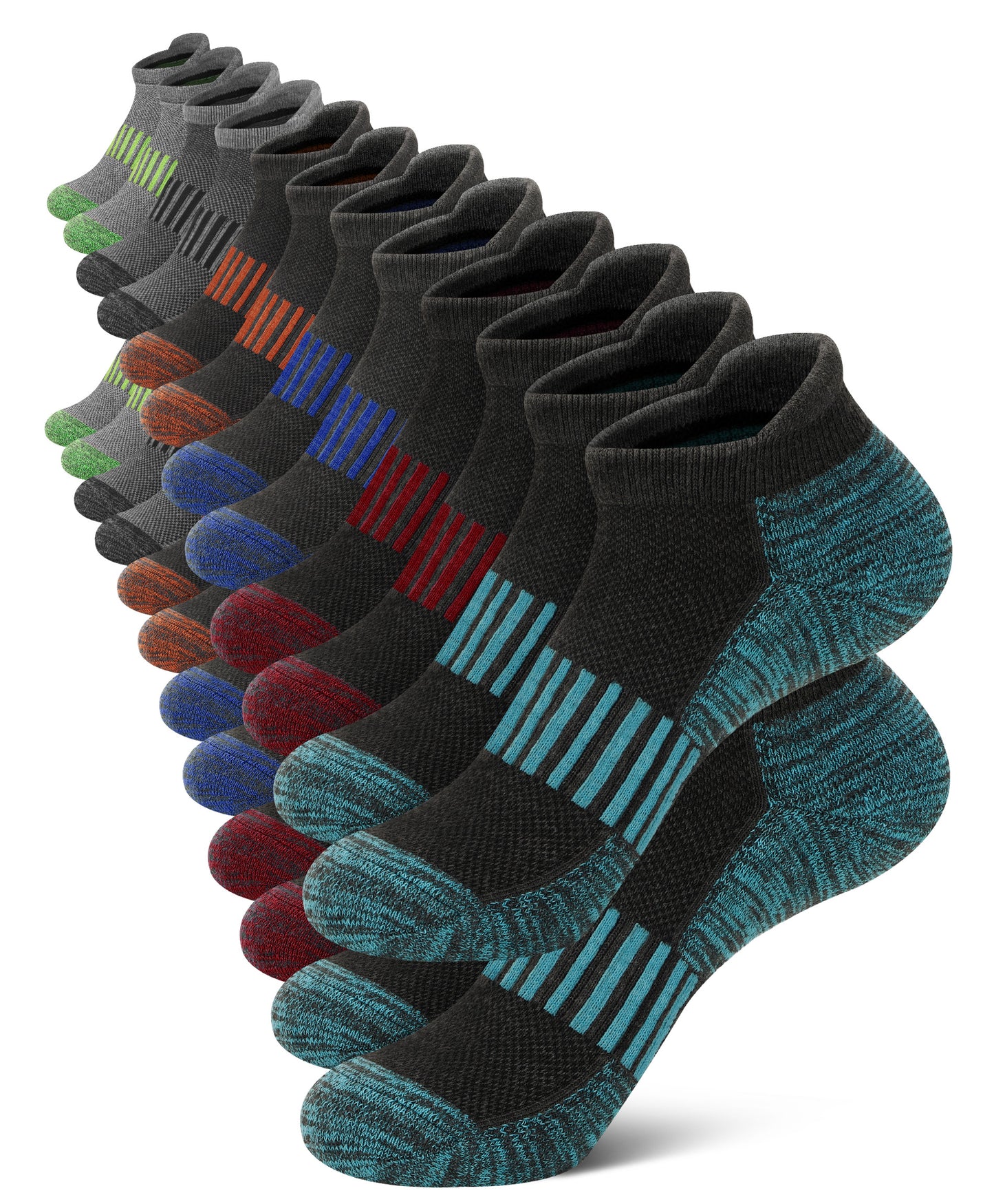 KOITHOT 12 Pair Men Ankle Cushioned Breathable Low Cut Athletic Running Running Socks for Men Size 6-9