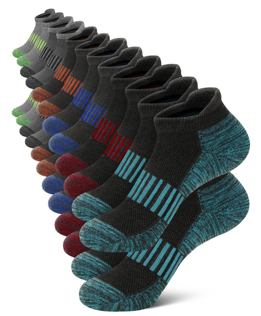 KOITHOT 12 Pair Men Ankle Cushioned Breathable Low Cut Athletic Running Running Socks for Men Size 6-9