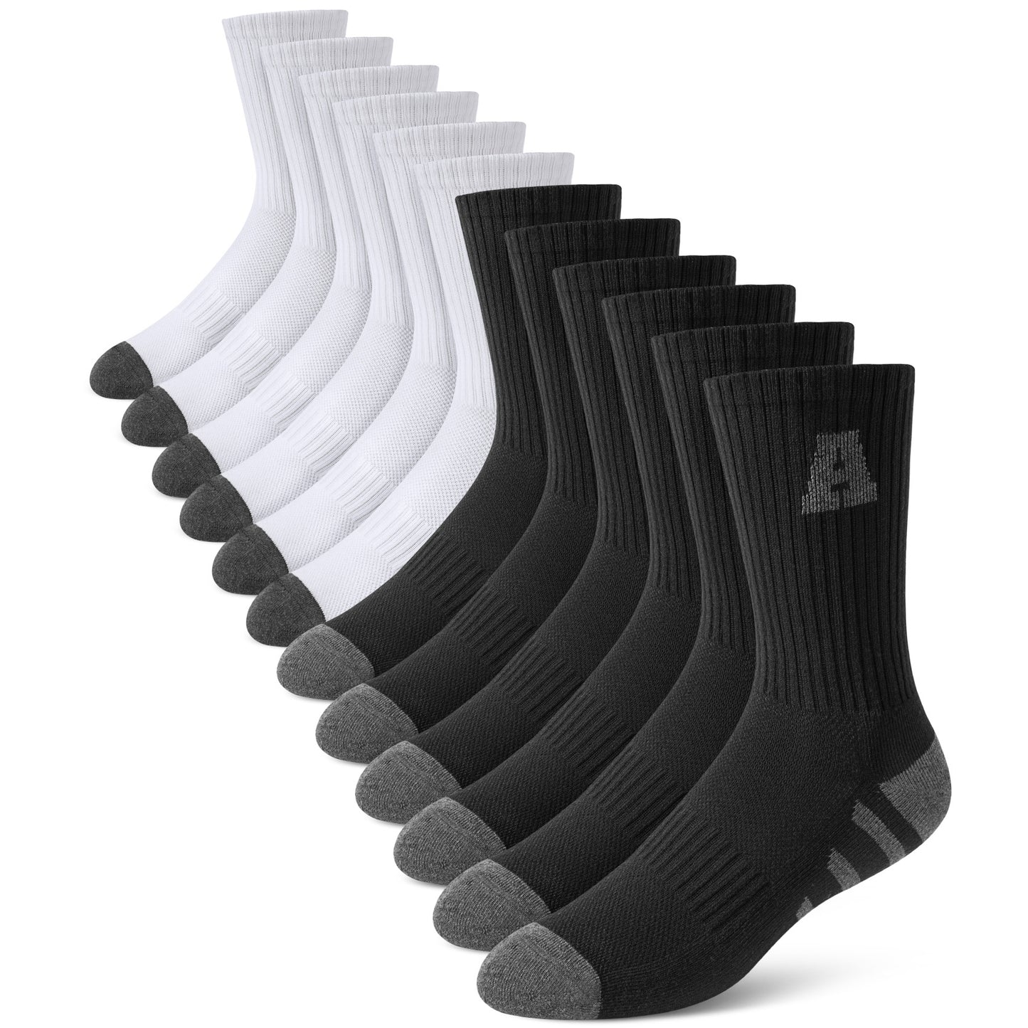 KOITHOT 12 Pairs Mens Crew Socks Athletic Men Socks Sport Cushioned Breathable Socks for Men Size 10-13