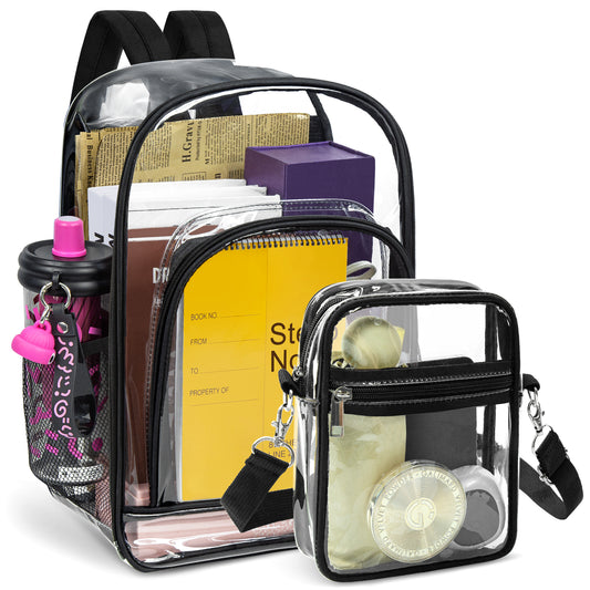 KOITHOT Large Clear Backpack Heavy Duty and Crossbody Bag Stadium Approved Waterproof PVC Backpacks for Adults School College