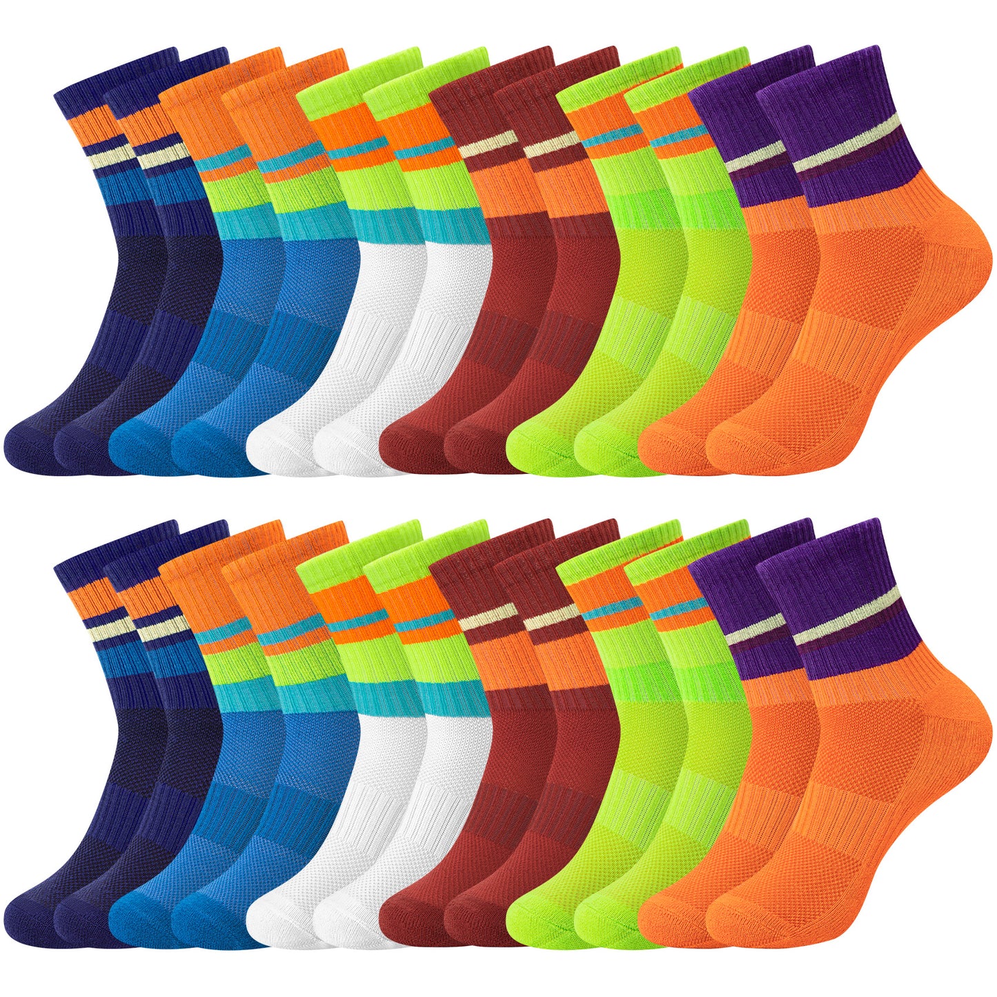 KOITHOT 12 Pairs Mens Crew Socks Cushioned Breathable Sports Athletic Socks Crew Socks for Men Size 6-9