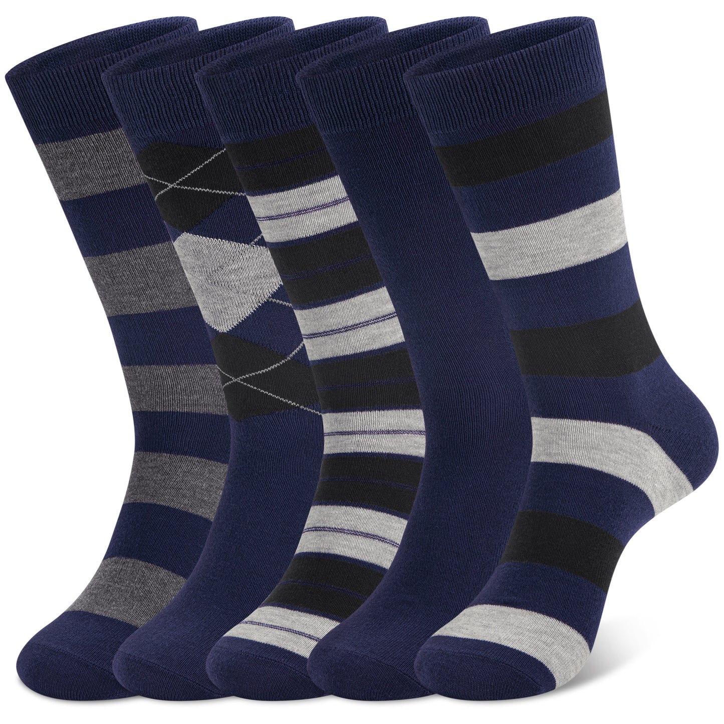 KOITHOT 5 Pack Dress Socks for Men Crew Socks Fashion Business Casual Cotton Mens Socks Size 10 13